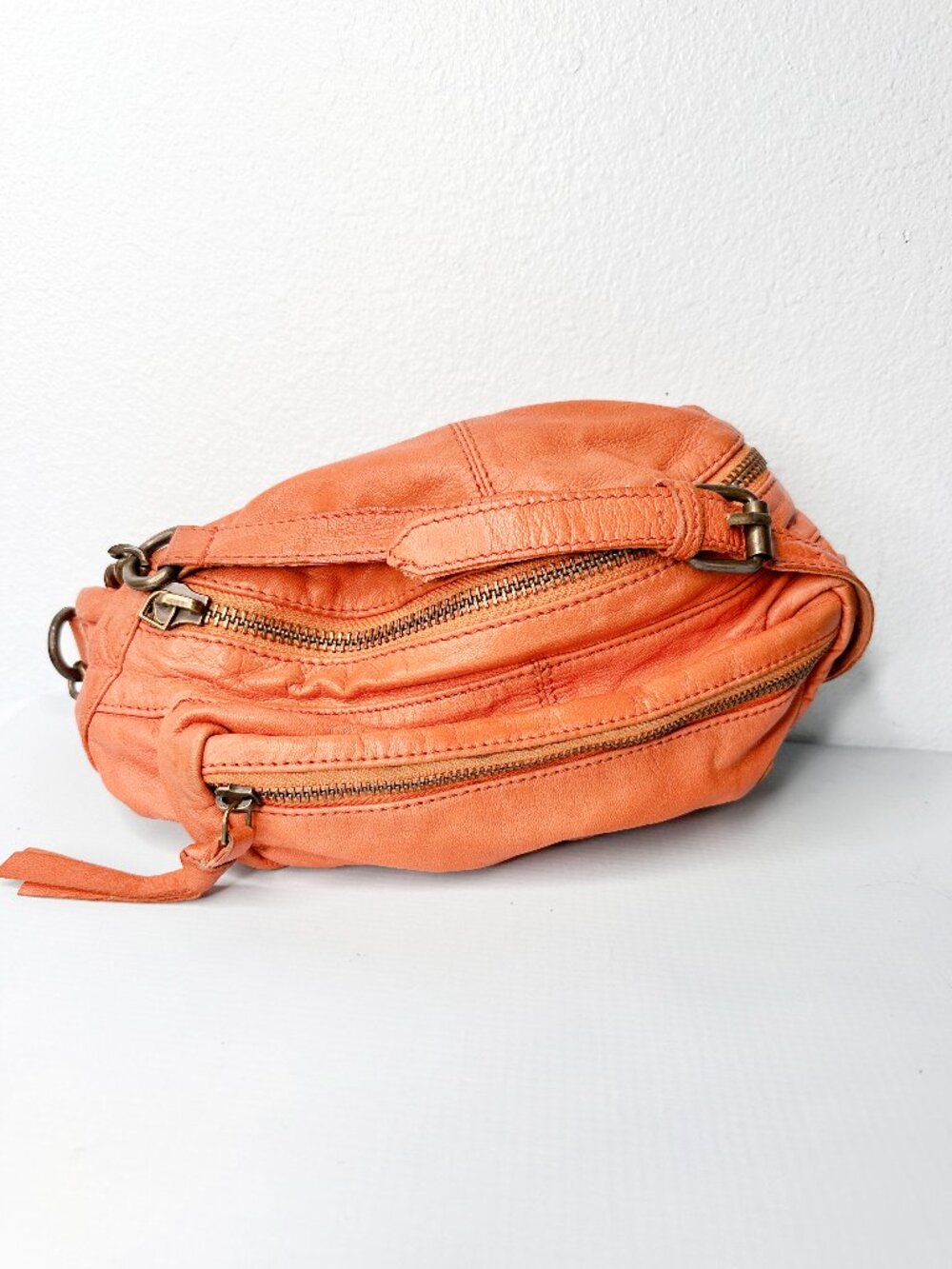 Free People Archer Chain Belt Bag Orange Leather Fanny Pack